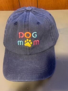 Dog Mom Embroidered Navy Baseball Cap